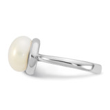 Sterling Silver Rhodium-plated 10-11mm Button White Freshwater Cultured Pearl Size 6 Ring