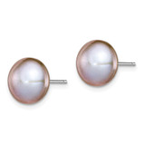Sterling Silver Rhodium-plated 10-11mm Grey Button Freshwater Cultured Pearl Post Earrings