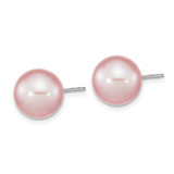 Sterling Silver Rhodium-plated 10-11mm Purple Round Freshwater Cultured Pearl Post Earrings