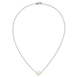 Sterling Silver Rhodium-plated 10-11mm White Near-Round Freshwater Cultured Pearl 17 inch Necklace
