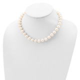 Sterling Silver Rhodium-plated 10-11mm White Near-Round Freshwater Cultured Pearl 18 inch Necklace