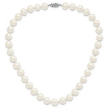 Sterling Silver Rhodium-plated 10-11mm White Near-Round Freshwater Cultured Pearl 20 inch Necklace