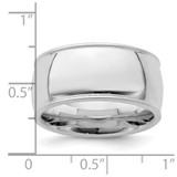 Sterling Silver Rhodium-plated 10mm Comfort Fit Milgrain Size 12 Band