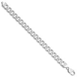 Sterling Silver Rhodium-plated 11.0mm Pav‚ Curb Chain - QC-BBA189EA-5089