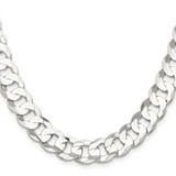 Sterling Silver Rhodium-plated 11.9mm Concave Beveled Curb Chain - QC-25FB868B-5401