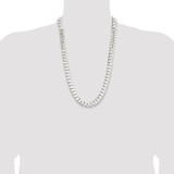 Sterling Silver Rhodium-plated 11.9mm Concave Beveled Curb Chain - QC-F04A81C1-9526