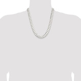 Sterling Silver Rhodium-plated 11.9mm Concave Beveled Curb Chain - QC-F46381D2-7187