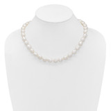 Sterling Silver Rhodium-plated 11-12mm White Baroque Freshwater Cultured Pearl 18 inch Necklace