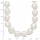 Sterling Silver Rhodium-plated 11-12mm White Baroque Freshwater Cultured Pearl 20 inch Necklace