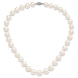 Sterling Silver Rhodium-plated 11-12mm White Near-Round Freshwater Cultured Pearl 20 inch Necklace