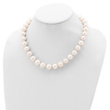 Sterling Silver Rhodium-plated 11-12mm White Near-Round Freshwater Cultured Pearl 24 inch Necklace