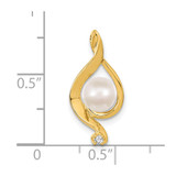 14k 5.5mm White Round Freshwater Cultured Pearl AA Diamond Pendant