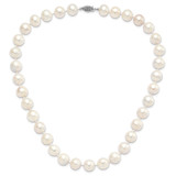 Sterling Silver Rhodium-plated 12-13mm White Near-Round Freshwater Cultured Pearl 20 inch Necklace