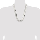 Sterling Silver Rhodium-plated 15.75mm Concave Beveled Curb Chain - QC-6CBFC930-5552