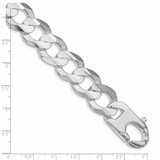 Sterling Silver Rhodium-plated 15.75mm Concave Beveled Curb Chain - QC-9D335B92-2605