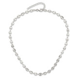 Sterling Silver Rhodium-plated 16in with 2in ext. Fancy Link Necklace