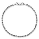 Sterling Silver Rhodium-plated 2.25mm Diamond-cut Rope Chain - QD-5D061EFB-8203
