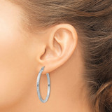 Sterling Silver Rhodium-plated 2.5mm Diamond-cut Hoop Earrings - QE-06C32665-5307