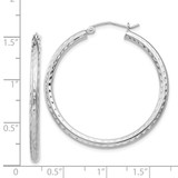 Sterling Silver Rhodium-plated 2.5mm Diamond-cut Hoop Earrings - QE-06C32665-5307