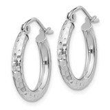Sterling Silver Rhodium-plated 2.5mm Diamond-cut Hoop Earrings - QE-6F2BBD80-1411