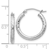Sterling Silver Rhodium-plated 2.5mm Diamond-cut Hoop Earrings - QE-8211AC78-1913