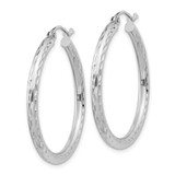Sterling Silver Rhodium-plated 2.5mm Diamond-cut Hoop Earrings - QE-ADB5D011-8509