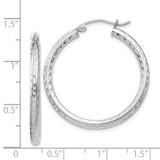 Sterling Silver Rhodium-plated 2.5mm Diamond-cut Hoop Earrings - QE-ADB5D011-8509