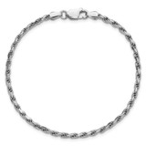 Sterling Silver Rhodium-plated 2.5mm Diamond-cut Rope Chain - QD-B28FD31A-6615
