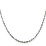 Sterling Silver Rhodium-plated 2.5mm Diamond-cut Rope Chain - QD-FE26A388-6698