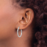 Sterling Silver Rhodium-plated 2.5mm Round Hoop Earrings - QE-36E29890-1307