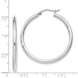 Sterling Silver Rhodium-plated 2.5mm Round Hoop Earrings - QE-88BB4AB2-6301