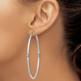 Sterling Silver Rhodium-plated 2.5mm Round Hoop Earrings - QE-B0C270FC-8855