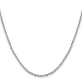 Sterling Silver Rhodium-plated 2.6mm Diamond-cut Cable Chain w/2in ext.