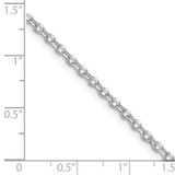 Sterling Silver Rhodium-plated 2.6mm Diamond-cut Cable Chain w/2in ext.