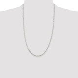 Sterling Silver Rhodium-plated 2.9mm Diamond-cut Long Link Cable Chain - QA-78E4B263-8146