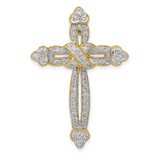 14k 5/8ct. Diamond Budded Cross Chain Slide