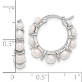 Sterling Silver Rhodium-plated 2-5mm White Button Freshwater Cultured Pearl Round Hoop Earrings