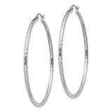 Sterling Silver Rhodium-plated 2mm Diamond Cut Hoop Earrings - QE-069129E3-3012