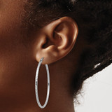 Sterling Silver Rhodium-plated 2mm Diamond Cut Hoop Earrings - QE-16B2E8AE-1780