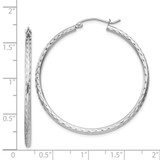 Sterling Silver Rhodium-plated 2mm Diamond Cut Hoop Earrings - QE-6A8F8E1C-9391