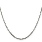 Sterling Silver Rhodium-plated 2mm Diamond-cut Spiga Chain w/2in ext.