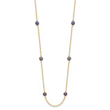 14k 5-6mm Black Near Round Freshwater Cultured Pearl 9-station 16 inch Necklace