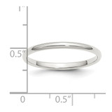 Sterling Silver Rhodium-plated 2mm Half-Round Size 10 Band