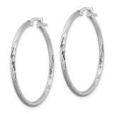 Sterling Silver Rhodium-plated 2mm Polished/Satin Diamond-cut Hoop Earrings - QE-36CD59FD-7352