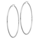 Sterling Silver Rhodium-plated 2mm Polished/Satin Diamond-cut Hoop Earrings - QE-5E1D811B-2823