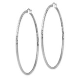 Sterling Silver Rhodium-plated 2mm Polished/Satin Diamond-cut Hoop Earrings - QE-77B345FD-1215