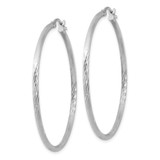 Sterling Silver Rhodium-plated 2mm Polished/Satin Diamond-cut Hoop Earrings - QE-8752D6A2-9756
