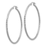 Sterling Silver Rhodium-plated 2mm Polished/Satin Diamond-cut Hoop Earrings - QE-99956AD4-6633
