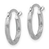 Sterling Silver Rhodium-plated 2mm Polished/Satin Diamond-cut Hoop Earrings - QE-9C98DAED-1068