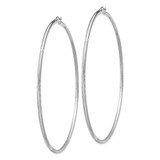 Sterling Silver Rhodium-plated 2mm Polished/Satin Diamond-cut Hoop Earrings - QE-C1D74EFF-9623